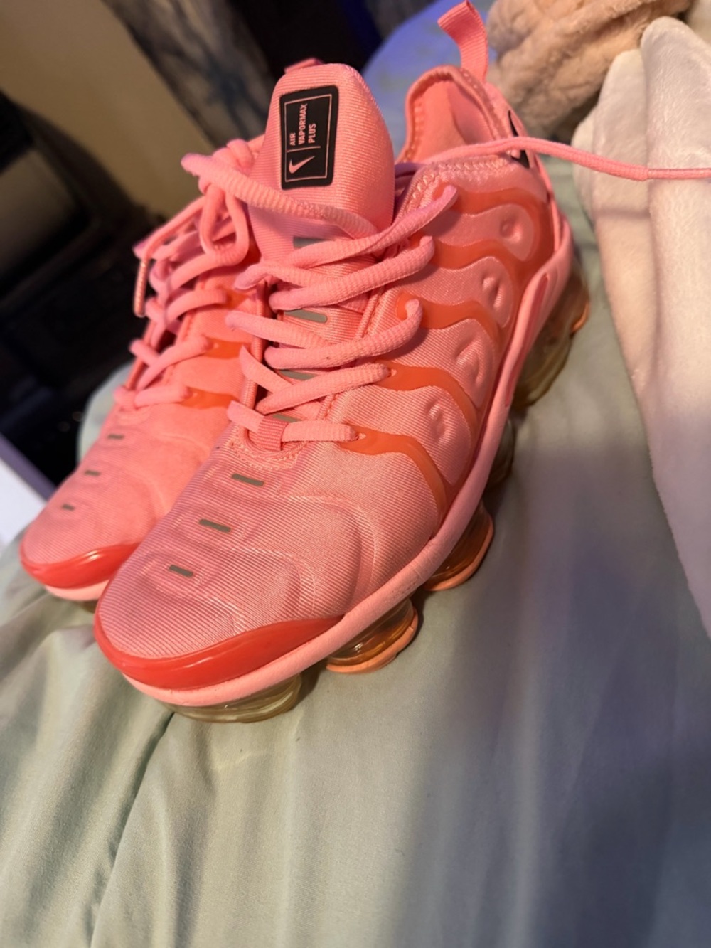 Nike Women’s Pink Coral Air VaporMax-Style Athletic Sneakers